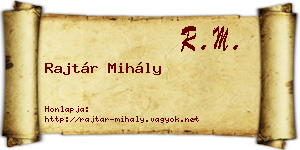 Rajtár Mihály névjegykártya